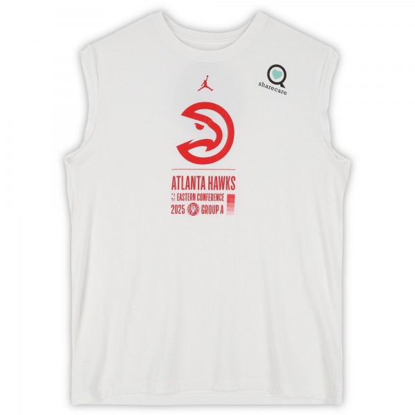 Atlanta Hawks Fanatics Authentic Team-Issued White Jordan Brand NBA Cup Sleeveless Shirt from the 2025-26 NBA Season - Size XLT