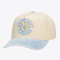 Бейсболка Unisex Golden State Warriors Mitchell & Ness Cream/Light Blue Faded Pro
