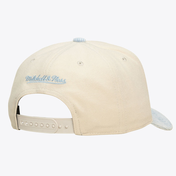 Бейсболка Unisex Golden State Warriors Mitchell & Ness Cream/Light Blue Faded Pro