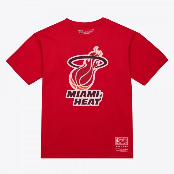 Unisex Miami Heat Mitchell & Ness Red Hardwood Classics Arch T-Shirt
