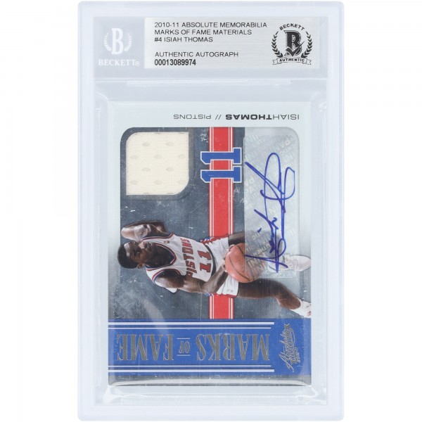 Isiah Thomas Detroit Pistons Autographed 2010-11 Panini Absolute Memorabilia Game-Used Relic #4 #16/25 BGS Authenticated Card
