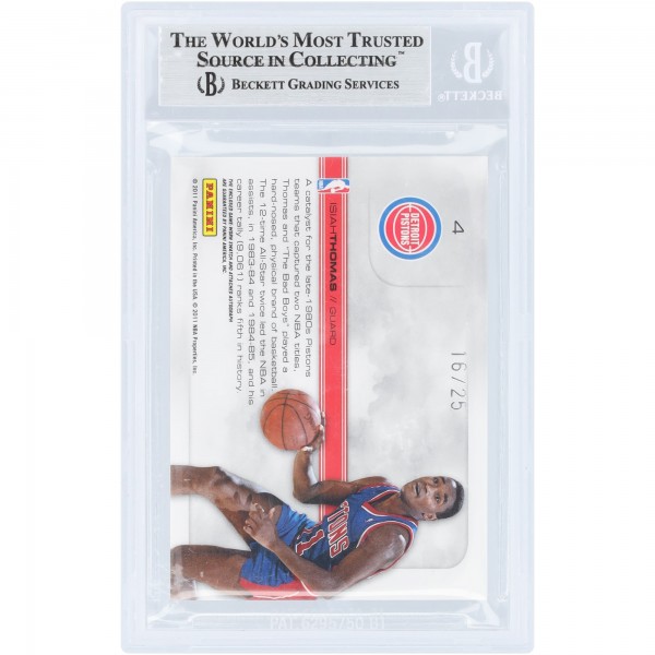 Isiah Thomas Detroit Pistons Autographed 2010-11 Panini Absolute Memorabilia Game-Used Relic #4 #16/25 BGS Authenticated Card