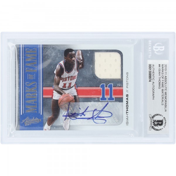 Isiah Thomas Detroit Pistons Autographed 2010-11 Panini Absolute Memorabilia Game-Used Relic #4 #16/25 BGS Authenticated Card