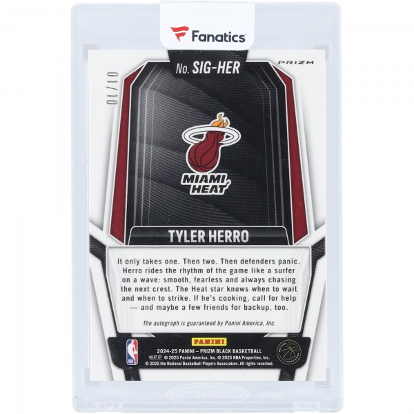 Tyler Herro Miami Heat Autographed 2024-25 Panini Prizm Black Gold Prizm #SIG-HER #1/10 Card