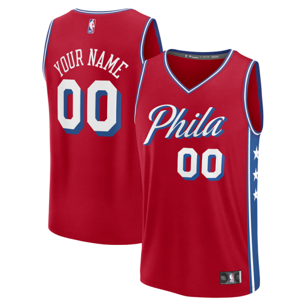 Philadelphia 76ers Fanatics Red Fastbreak Custom Jersey - Statement Edition