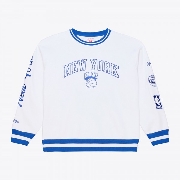 New York Knicks Mitchell & Ness White Arctic Fleece Sweatshirt