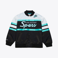 Куртка San Antonio Spurs Mitchell & Ness Black Hardwood Classics Head Coach Lightweight Satin Full-Snap