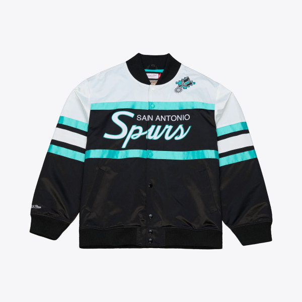 Куртка San Antonio Spurs Mitchell & Ness Black Hardwood Classics Head Coach Lightweight Satin Full-Snap