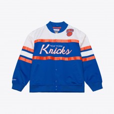 New York Knicks Mitchell & Ness Royal Hardwood Classics Head Coach Lightweight Satin Full-Snap Jacket