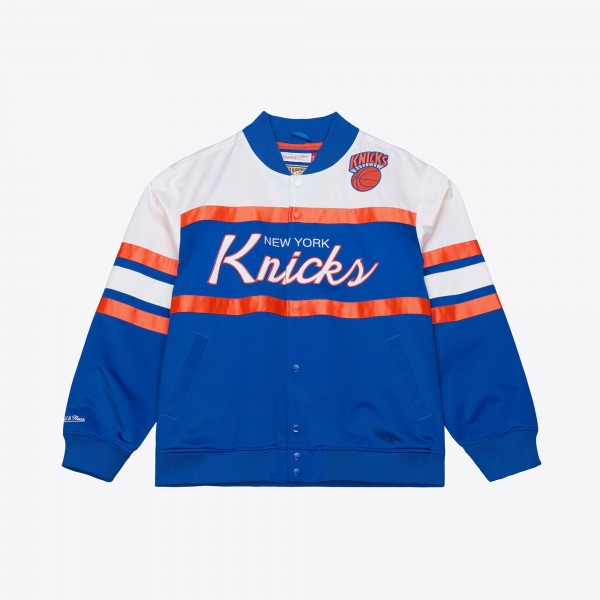 New York Knicks Mitchell & Ness Royal Hardwood Classics Head Coach Lightweight Satin Full-Snap Jacket