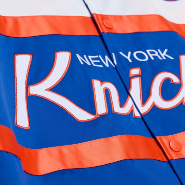 New York Knicks Mitchell & Ness Royal Hardwood Classics Head Coach Lightweight Satin Full-Snap Jacket