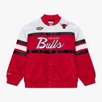 Chicago Bulls Mitchell & Ness Red Hardwood Classics Head Coach Lightweight Satin Full-Snap Jacket