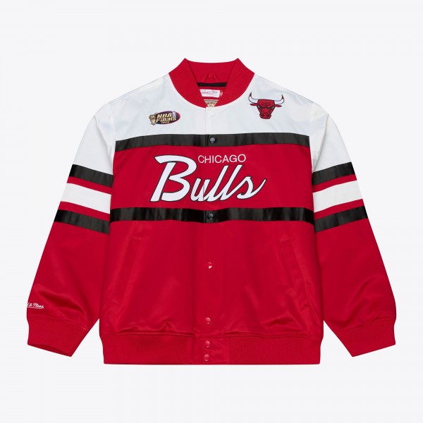 Chicago Bulls Mitchell & Ness Red Hardwood Classics Head Coach Lightweight Satin Full-Snap Jacket