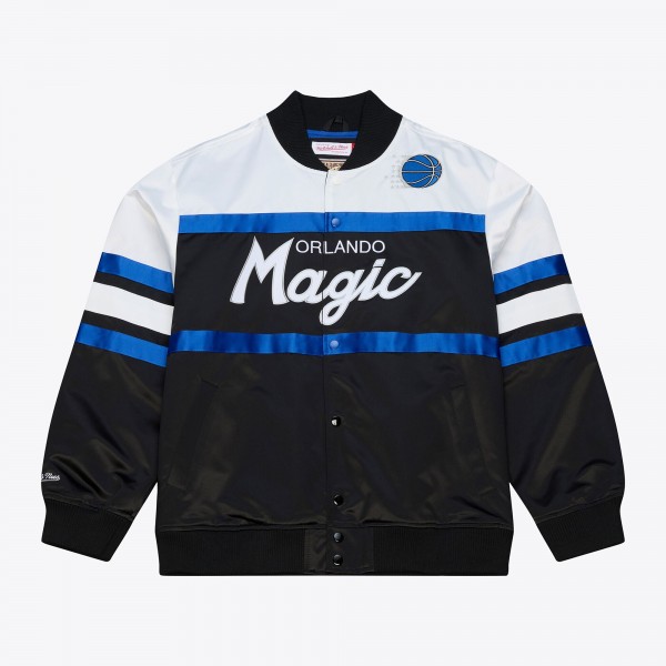 Orlando Magic Mitchell & Ness Black Hardwood Classics Head Coach Lightweight Satin Full-Snap Jacket