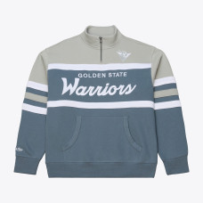 Куртка Golden State Warriors Mitchell & Ness Blue Thunderstorm Head Coach Quarter-Zip
