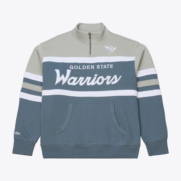 Куртка Golden State Warriors Mitchell & Ness Blue Thunderstorm Head Coach Quarter-Zip