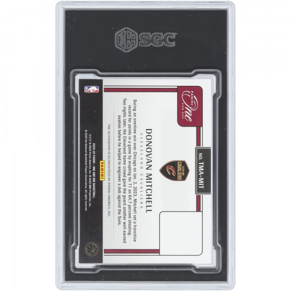 Donovan Mitchell Cleveland Cavaliers Autographed 2024-25 Panini One & One Cleveland Salutes Mitchells 71 Point Game Purple #TMA-MIT #3/35 SGC Authenticated 8.5 Card