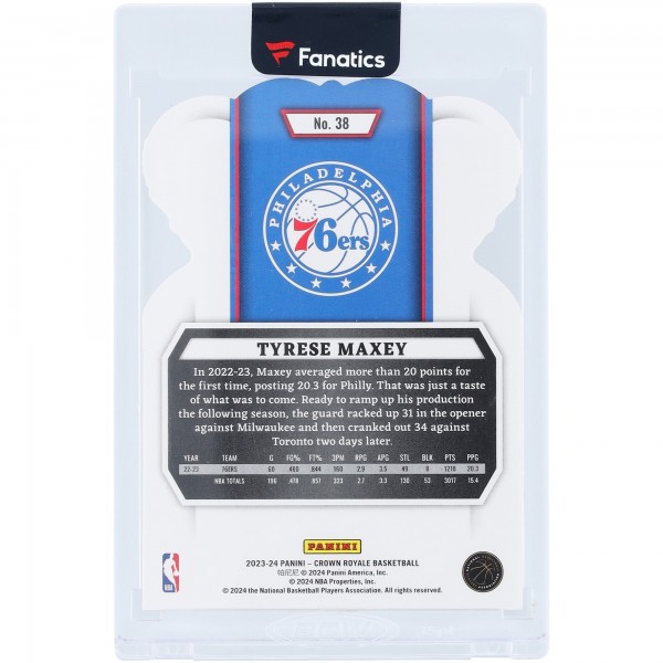 Tyrese Maxey Philadelphia 76ers 2023 Panini Crown Royale Lucky Envelopes #38 Card