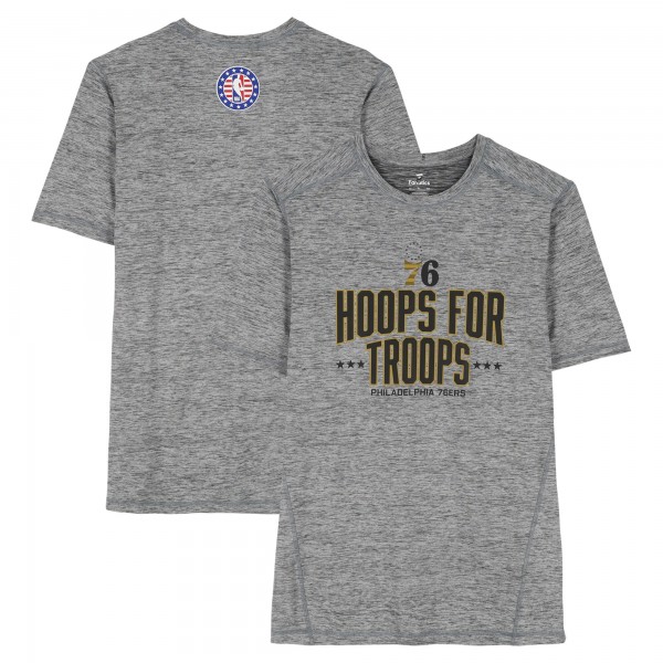 Philadelphia 76ers Fanatics Authentic Team-Issued Gray Hoops For Troops T-Shirt from the 2025-26 NBA Season