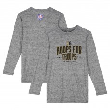 Philadelphia 76ers Fanatics Authentic Team-Issued Gray Hoops For Troops Long Sleeve T-Shirt from the 2025-26 NBA Season