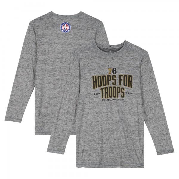 Philadelphia 76ers Fanatics Authentic Team-Issued Gray Hoops For Troops Long Sleeve T-Shirt from the 2025-26 NBA Season