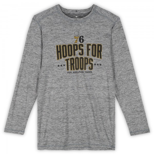Philadelphia 76ers Fanatics Authentic Team-Issued Gray Hoops For Troops Long Sleeve T-Shirt from the 2025-26 NBA Season