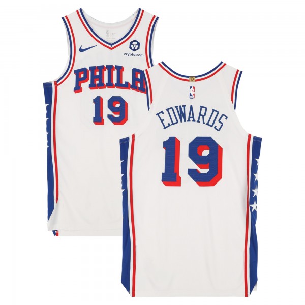 Justin Edwards Philadelphia 76ers Fanatics Authentic Player-Issued #19 White Nike Jersey from the 2024-25 NBA Season - Size 48+4