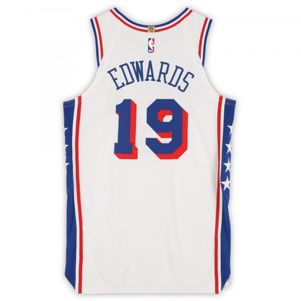 Justin Edwards Philadelphia 76ers Fanatics Authentic Player-Issued #19 White Nike Jersey from the 2024-25 NBA Season - Size 48+4