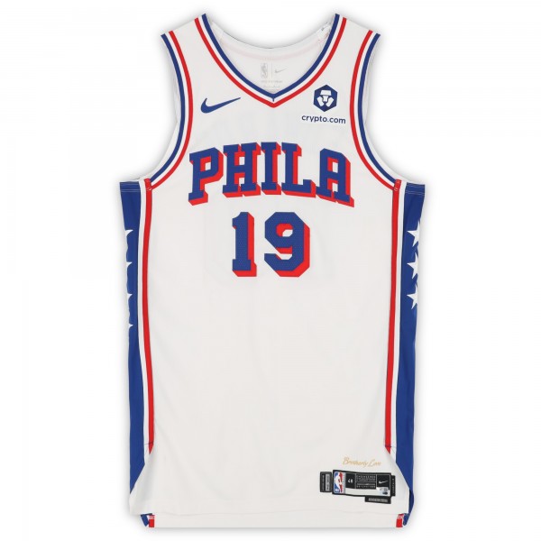 Justin Edwards Philadelphia 76ers Fanatics Authentic Player-Issued #19 White Nike Jersey from the 2024-25 NBA Season - Size 48+4