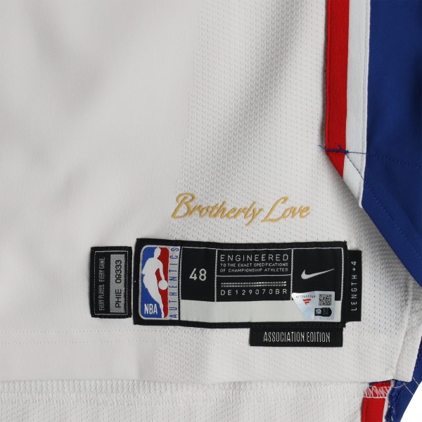 Justin Edwards Philadelphia 76ers Fanatics Authentic Player-Issued #19 White Nike Jersey from the 2024-25 NBA Season - Size 48+4