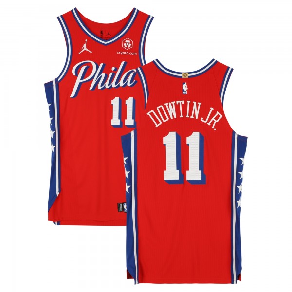 Jeff Dowtin Jr. Philadelphia 76ers Fanatics Authentic Player-Issued #11 Red Jordan Brand Jersey from the 2024-25 NBA Season - Size 44+4