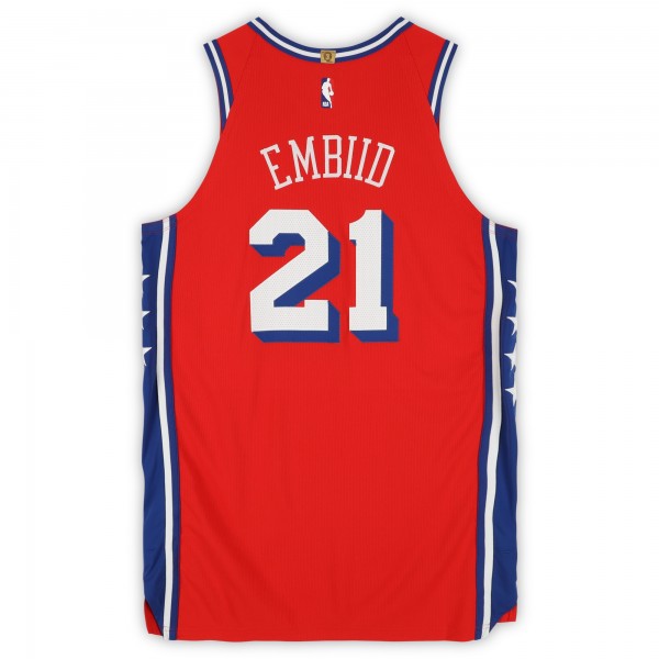 Joel Embiid Philadelphia 76ers Fanatics Authentic Player-Issued #21 Red Jordan Brand Jersey from the 2024-25 NBA Season - Size 52+6
