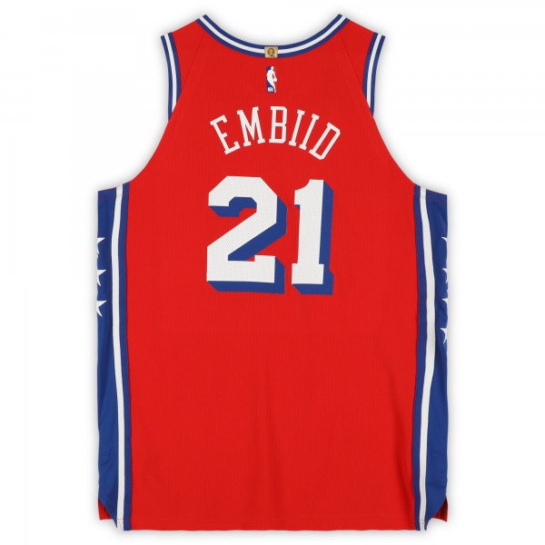 Joel Embiid Philadelphia 76ers Fanatics Authentic Player-Issued #21 Red Jordan Brand Jersey from the 2022-23 NBA Season - Size 54+4