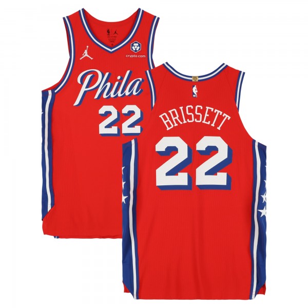Oshae Brissett Philadelphia 76ers Fanatics Authentic Player-Issued #22 Red Jordan Brand Jersey from the 2024-25 NBA Season - Size 50+4