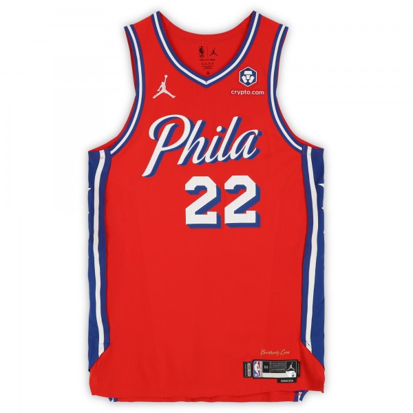 Oshae Brissett Philadelphia 76ers Fanatics Authentic Player-Issued #22 Red Jordan Brand Jersey from the 2024-25 NBA Season - Size 50+4