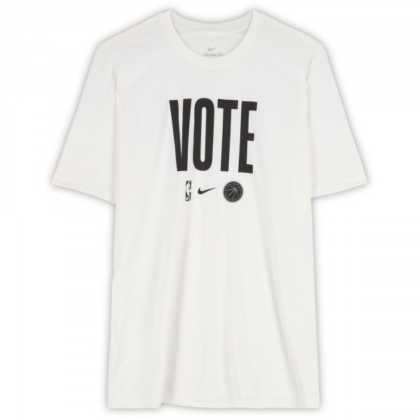Joel Embiid Philadelphia 76ers Fanatics Authentic Player-Worn White Nike Vote T-Shirt from the 2025-26 NBA Season - Size XLT