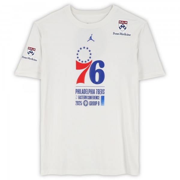 Joel Embiid Philadelphia 76ers Fanatics Authentic Player-Worn White Jordan Brand NBA Cup T-Shirt from the 2025-26 NBA Season - Size 2XLT
