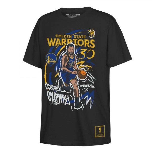 Подростковая Golden State Warriors Stephen Curry Outerstuff Black Chalked Up Player Name & Number T-Shirt