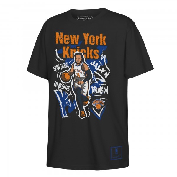 Подростковая New York Knicks Jalen Brunson Outerstuff Black Chalked Up Player Name & Number T-Shirt