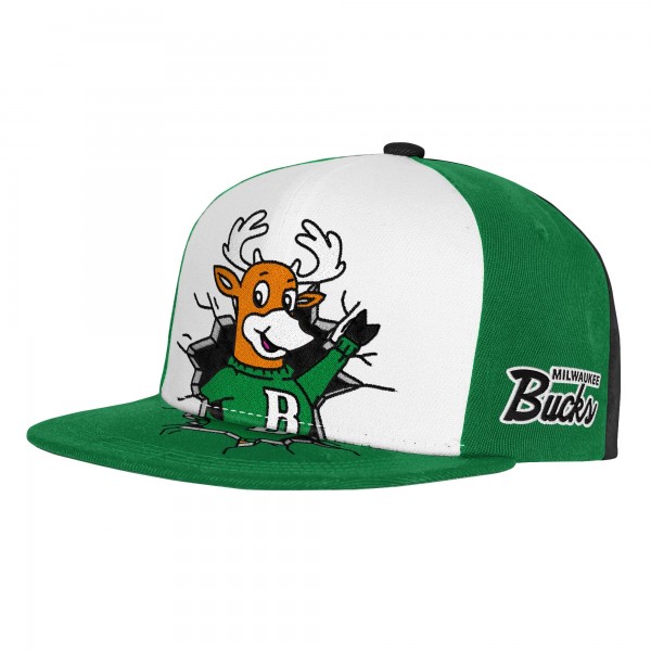 Подростковая Milwaukee Bucks Mitchell & Ness Green Mascot Snapback Hat