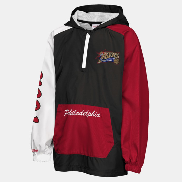 Детская ветровка Philadelphia 76ers Mitchell & Ness Black Playoff Anorak Quarter-Zip