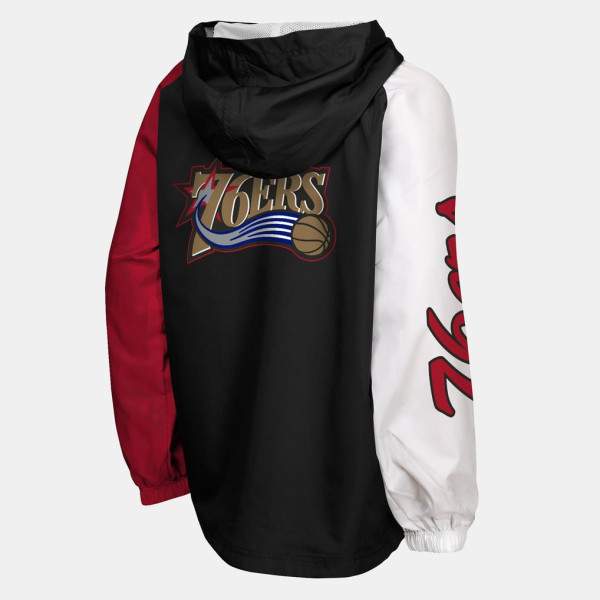 Детская ветровка Philadelphia 76ers Mitchell & Ness Black Playoff Anorak Quarter-Zip