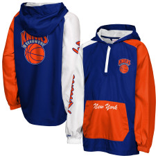 Подростковая New York Knicks Mitchell & Ness Blue Playoff Anorak Quarter-Zip Windbreaker