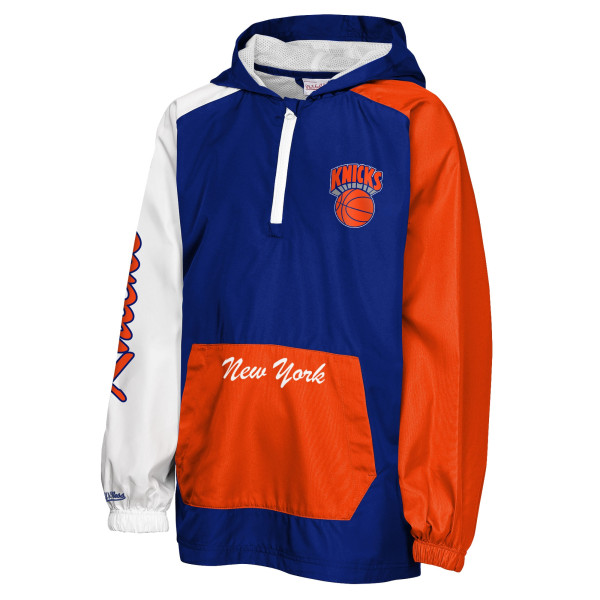 Подростковая New York Knicks Mitchell & Ness Blue Playoff Anorak Quarter-Zip Windbreaker