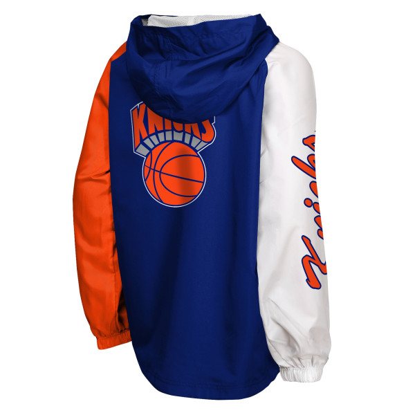 Подростковая New York Knicks Mitchell & Ness Blue Playoff Anorak Quarter-Zip Windbreaker