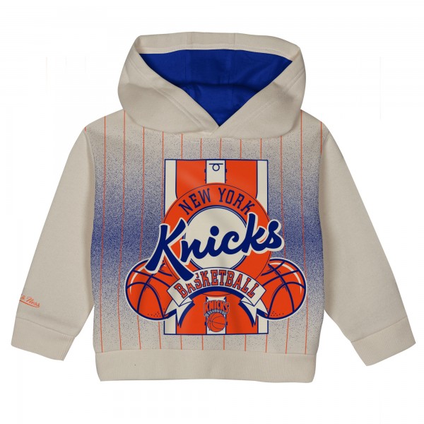 Toddler New York Knicks Mitchell & Ness Cream/Blue Retro Roots Oversized Pullover Hoodie & Pants Set