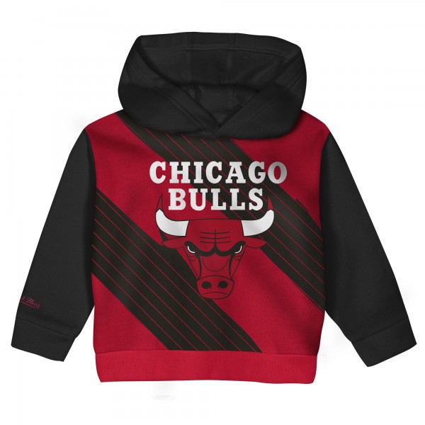 Toddler Chicago Bulls Mitchell & Ness Black/Red Big Face Oversized Pullover Hoodie & Pants Set