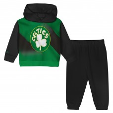 Toddler Boston Celtics Mitchell & Ness Kelly Green/Black Big Face Oversized Pullover Hoodie & Pants Set