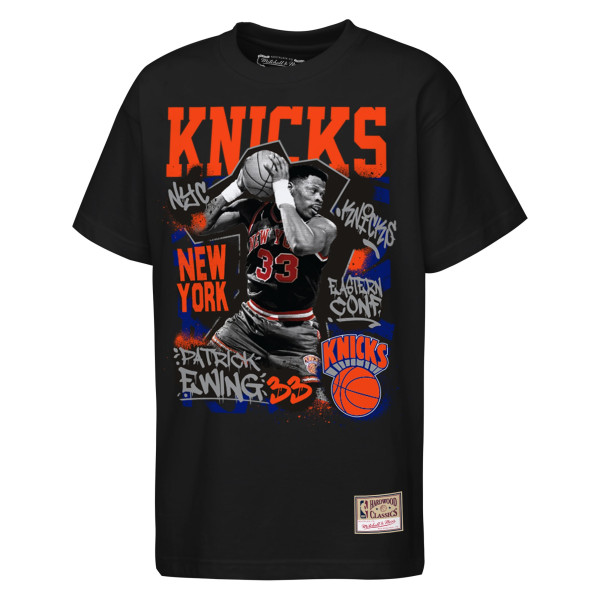 Подростковая New York Knicks Patrick Ewing Mitchell & Ness Black Hardwood Classics Star Moment T-Shirt