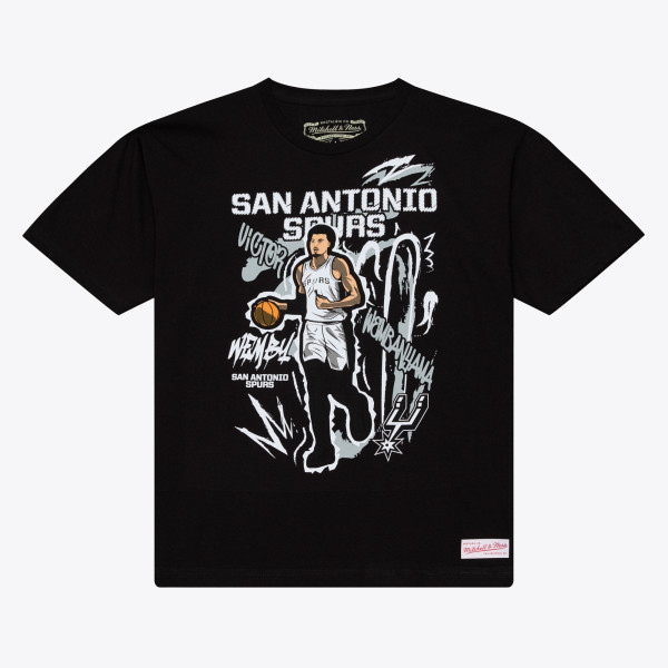 Футболка San Antonio Spurs Victor Wembanyama Mitchell & Ness Black Chalked Up